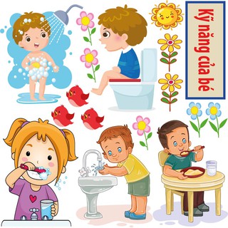 [MẪU MỚI] Decal dán tường Góc Kỹ Năng Trang Trí Mầm Non, Tiểu Học chất lượng tranh tốt, Bền Màu, độ dính cao