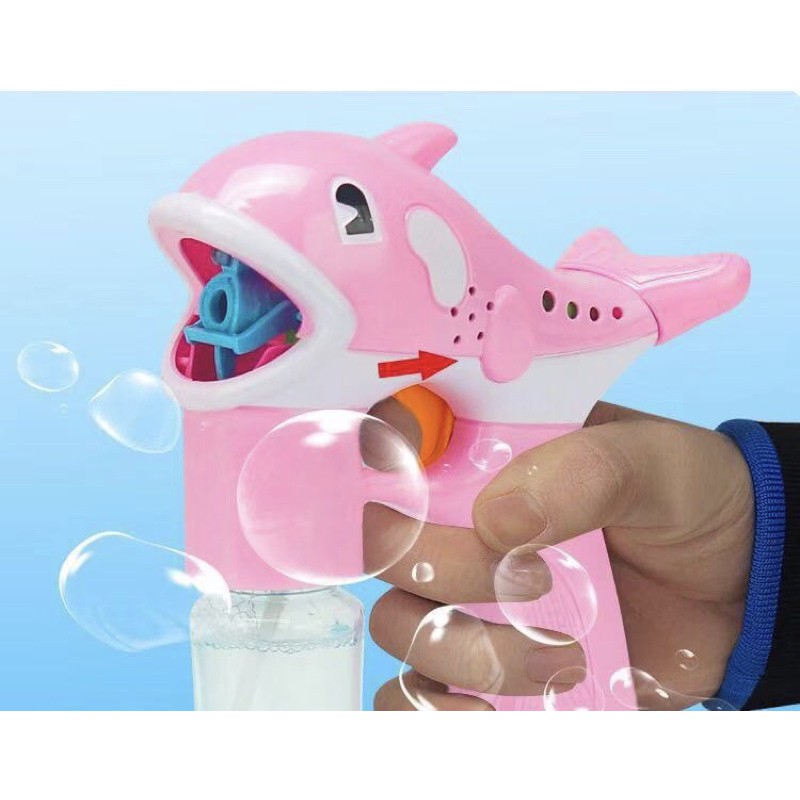 Súng đồ chơi bắn bong bóng xà phòng hình cá heo cho bé(2 lọ xà phòng )(msp1026)