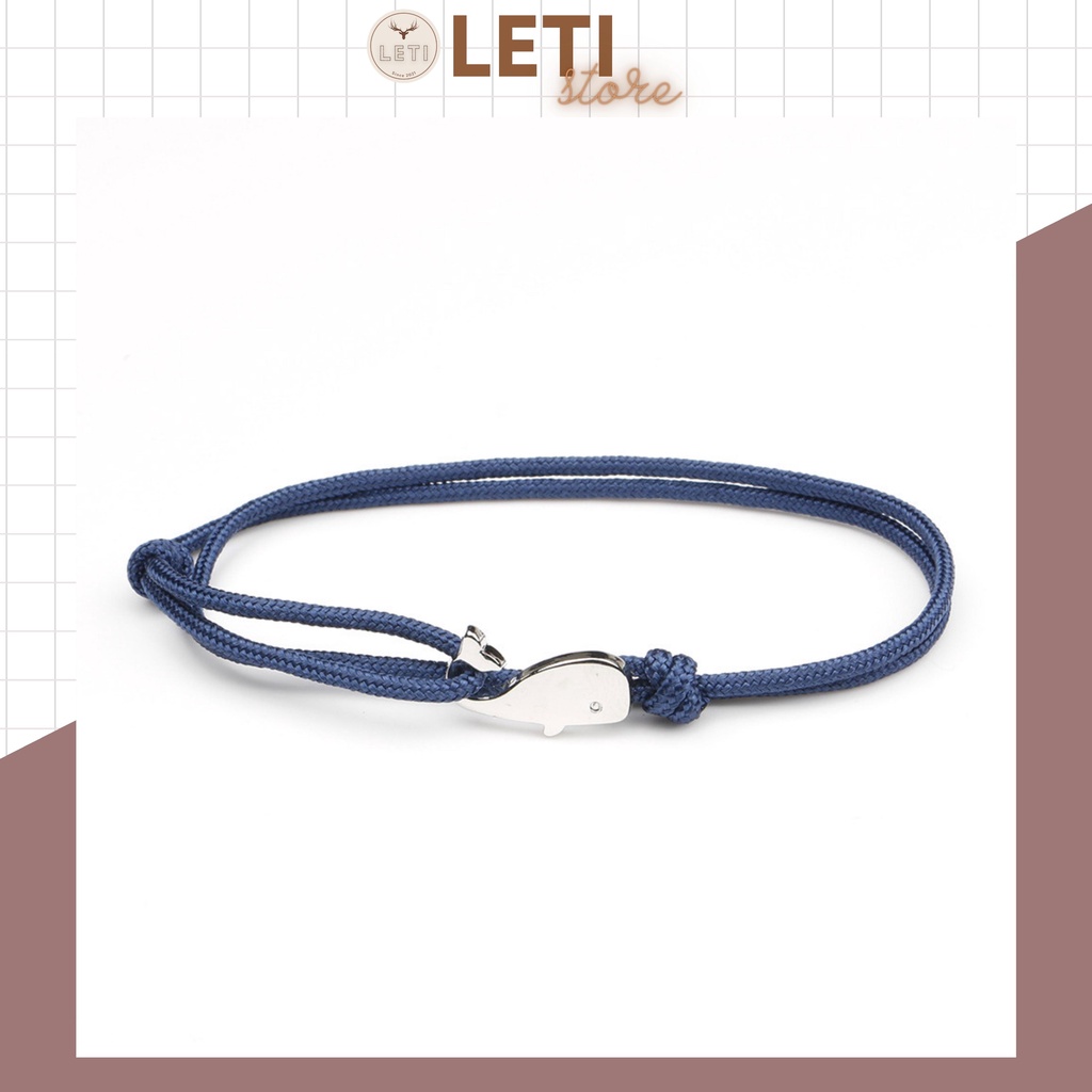 Vòng tay nam nữ LETI VT37 cá voi dây vải thừng, lắc tay phong cách cá tính thời trang chất liệu bền bĩ không gỉ
