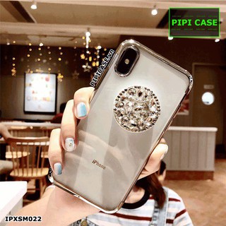 Ốp lưng cho iphone XS MAX PIPICASE IPXSM022 trong suốt viền trắng đính đá lớn