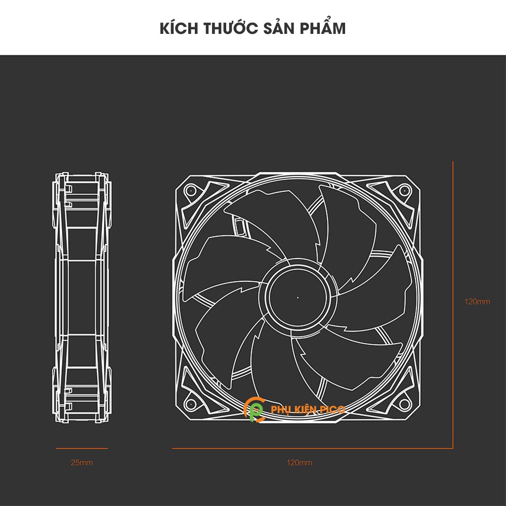 Quạt tản nhiệt case máy tính chính hãng ID-COOLING PL-12025 Quạt Fan Case 12cm 11 cánh