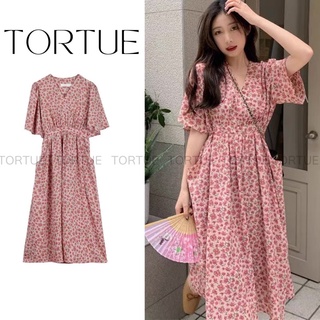 [CÓ SẴN] [KÈM ẢNH THẬT] Váy đầm dài hoa nhí hồng cổ V bầu phong cách cổ điển Retro Vintage Taobao mới 2022 V052