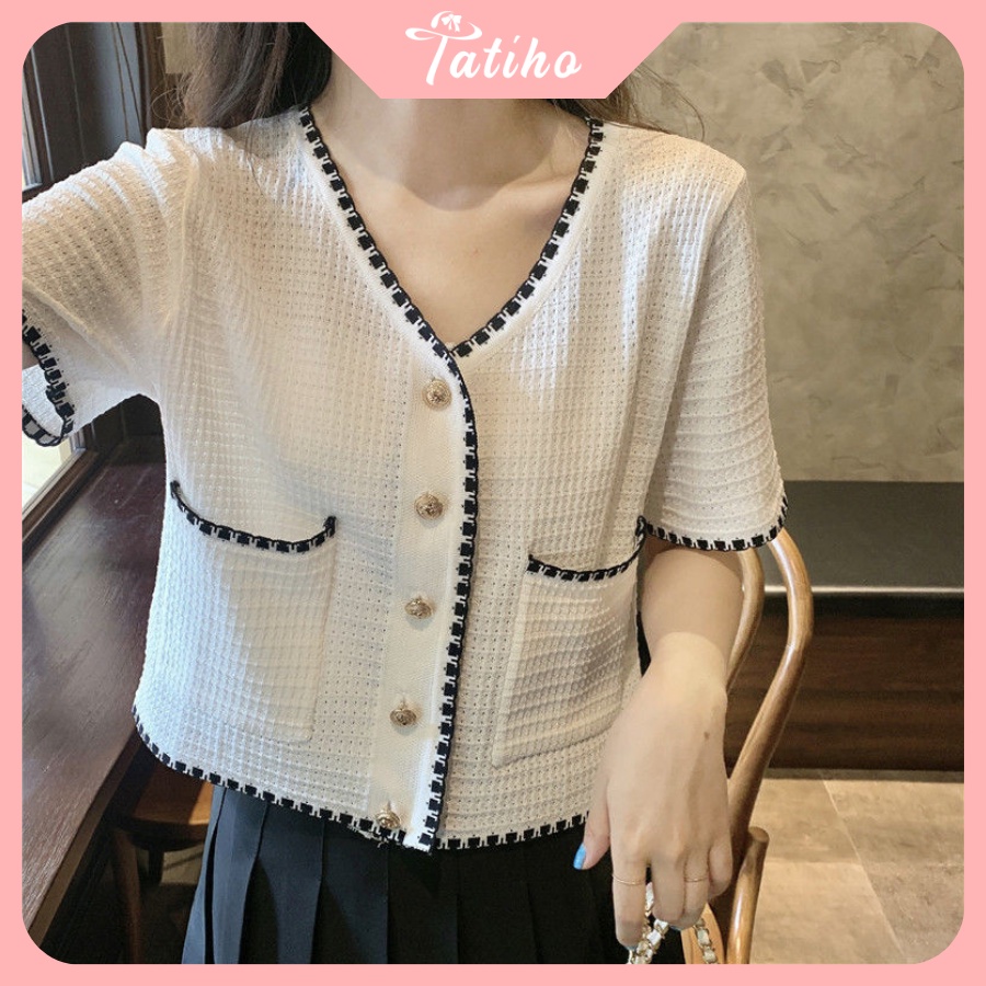 [Hàng Xịn, Giá Tốt]  ] Áo Kiểu  Cổ Chữ V, Dáng Rộng Thiết Kế Trẻ Trung Thời Trang Dành Cho Nữ Hottrend - Mã AK007