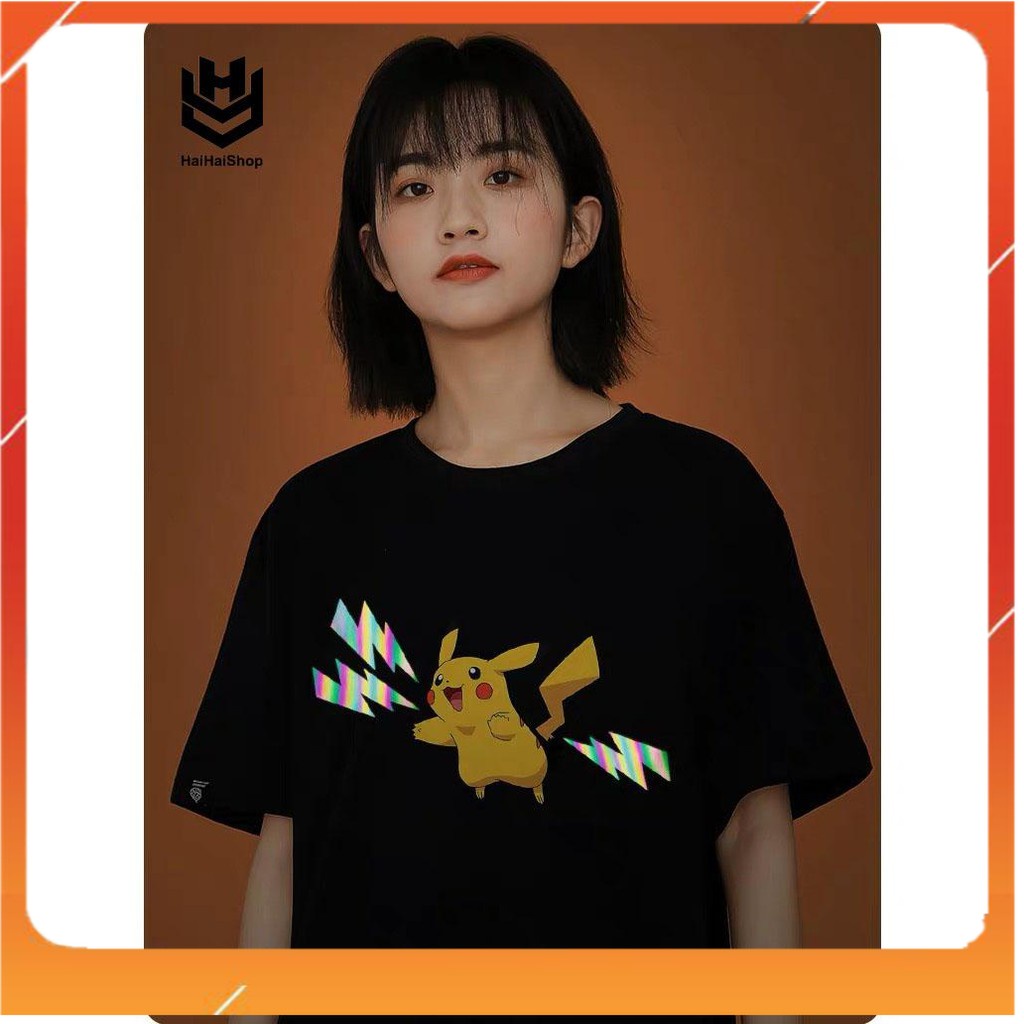 Áo Thun Phản Quang Dẻo Pikachu Cotton 75% Form Rộng Unisex Nam Nữ Rẻ Đẹp HaiHaiShop, Ken T-Shirt.