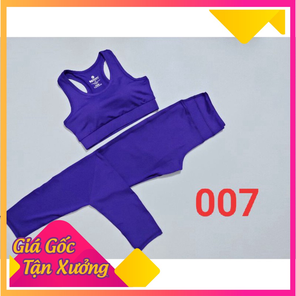 Set đồ tập yoga quai nhỏ 007, bộ tập thể dục áo croptop và quần dài chất liệu co giãn cực tốt 007