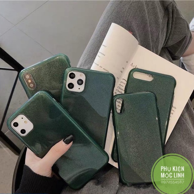 Xanh nhũ bóng đêm  Iphone 11 xs max 6splus 6plus ốp silicon mềm midnight green