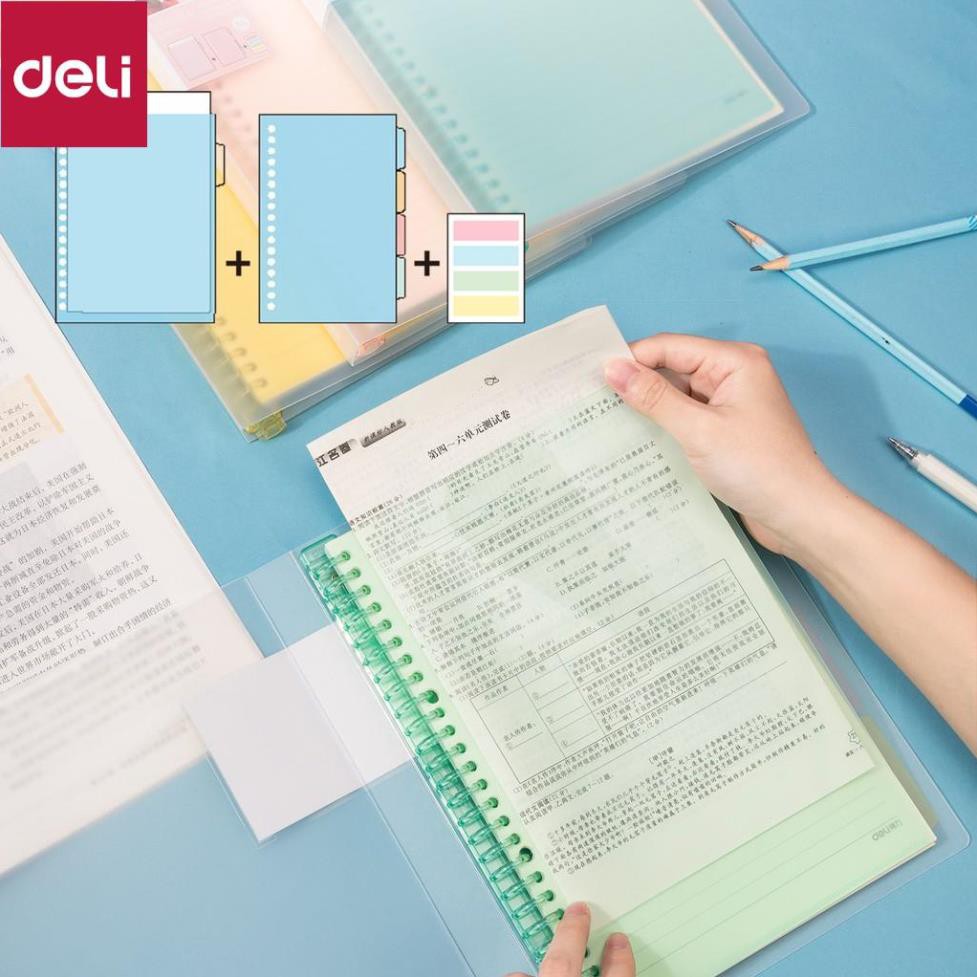 Sổ tay ghi chép B5 gáy lò xo 60 trang Deli - Xanh dương/Hồng/Vàng/Xanh lá - QHB560 [Deli]