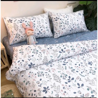 Bộ mầm xanh non set chăn ga gối cotton living 100% hàn quốc