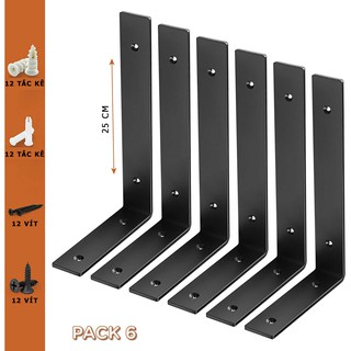 Combo 6 giá đỡ chữ L ke bàn treo tường bằng thép phủ sơn tĩnh điện, kèm phụ kiện vít tắc kê