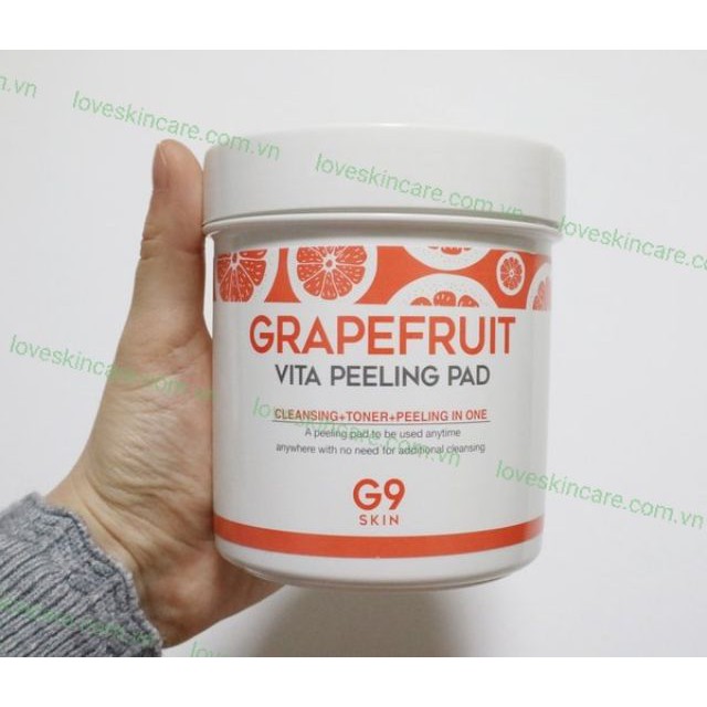 Bông Tẩy Tế Bào Chết Chứa Chiết Xuất Từ Bưởi G9SKIN Grapefruit Vita Peeling Pad [HCM]