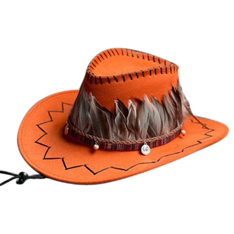 Mũ Cao Bồi Đính Lông Vũ Phong Cách Cao Bồi Phương Tây Dành Cho Người Lớn