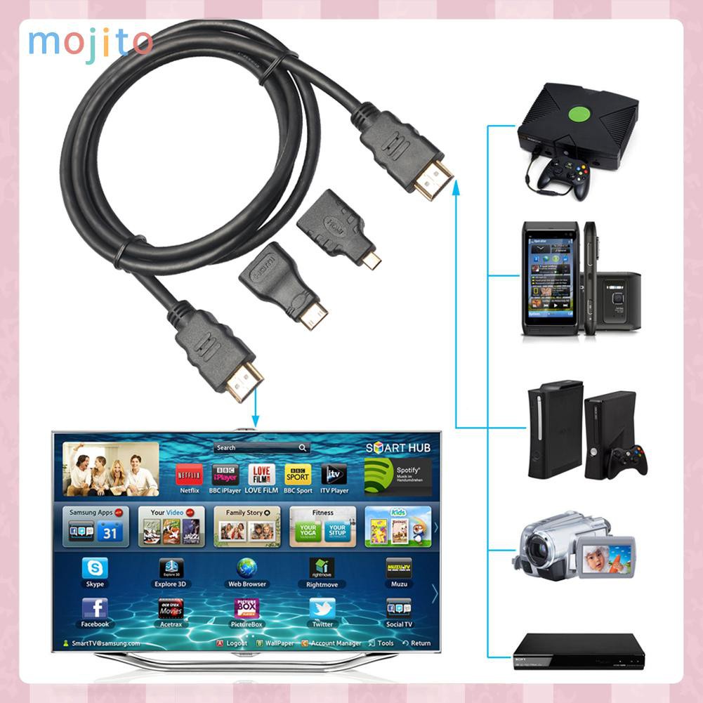 MOJITO 3 in 1 High Speed HDMI-compatible to Mini/Micro HDMI-compatible Adapter Cable for PC TV PS4