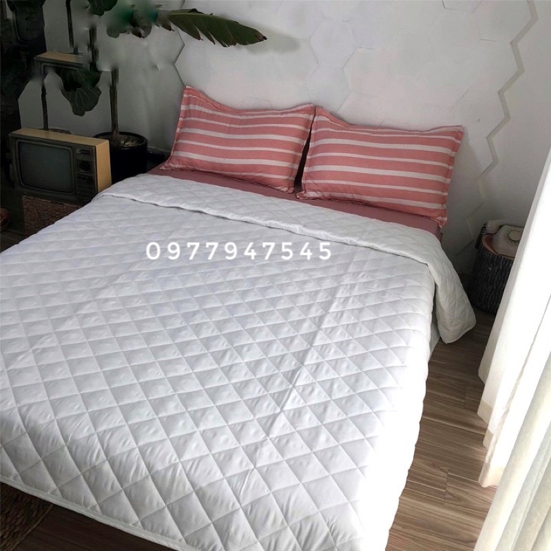 Mền chần bông trắng trơn cotton Cao Cấp cho khách sạn nhà nghỉ gia đình mỏng nhẹ