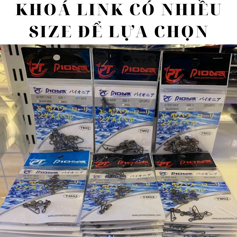 Bịch khoá link câu cá Pionner siêu bền nhiều size, móc khoá ma ní chống xoắn câu lure câu cá sông hồ câu biển giá rẻ