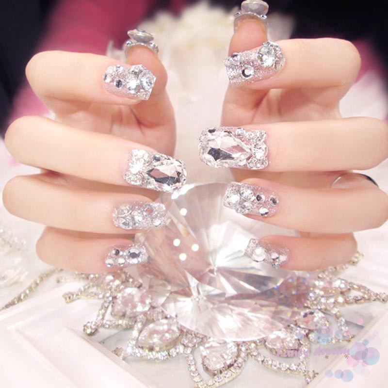 Set 24 móng giả đính đá sang trọng cho nữ