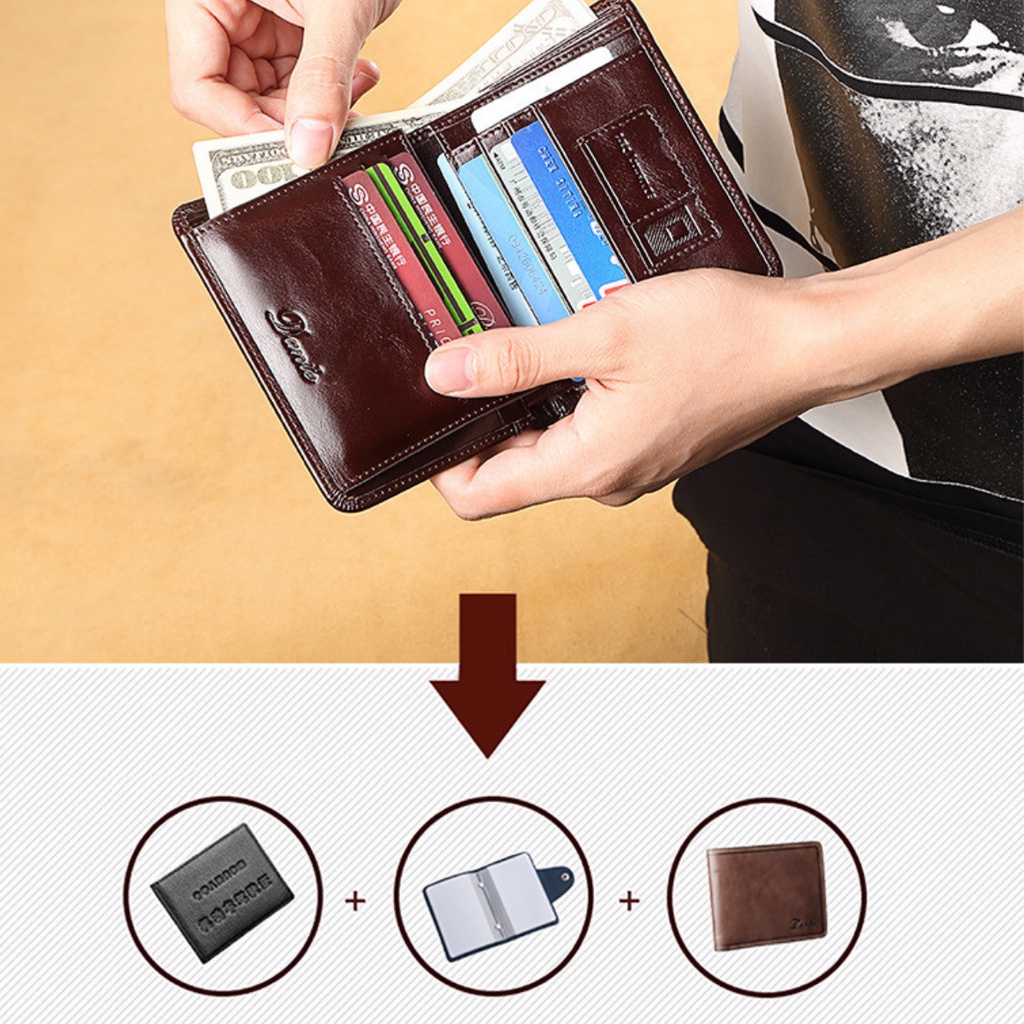 Bóp nam cao cấp, ví nam da bò thật Dante thời trang