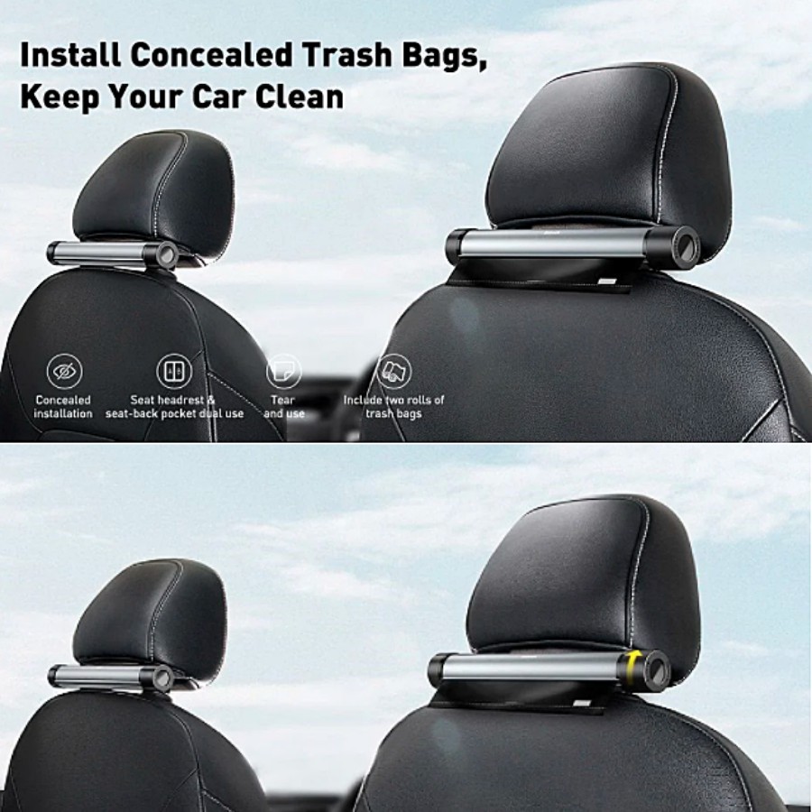 Túi đựng rác ghế sau xe ô tô Baseus Clean Garbage Bag for Back Seat of Cars (2 cuộn - 20 túi/cuộn) LVC004-BK