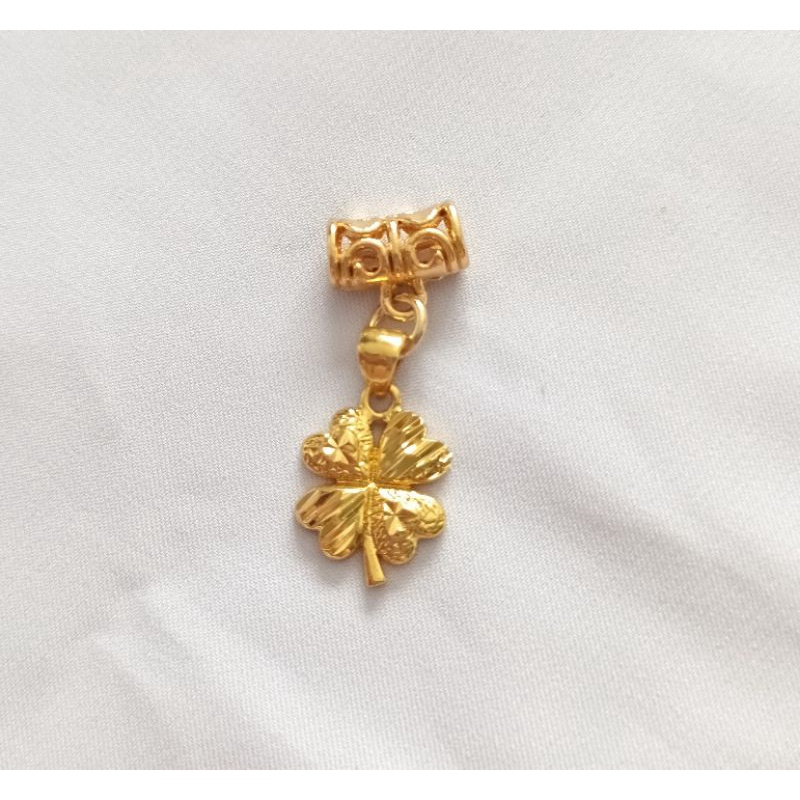 Charm cỏ r lá may mắn xi vàng cao cấp làm trang sức mặt dây chuyền, xâu vòng, xỏ DIY handmade