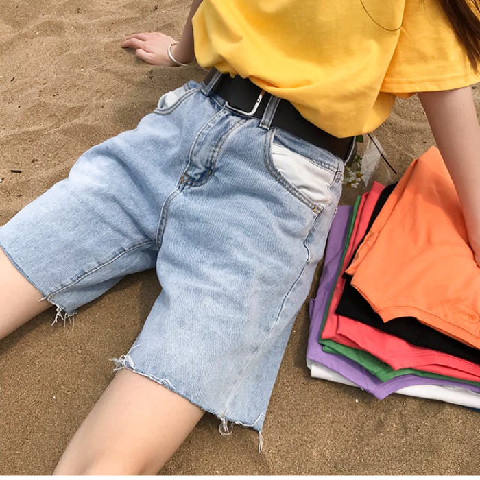 Quần đùi denim phong cách Hàn Quốc cá tính cho nữ | BigBuy360 - bigbuy360.vn