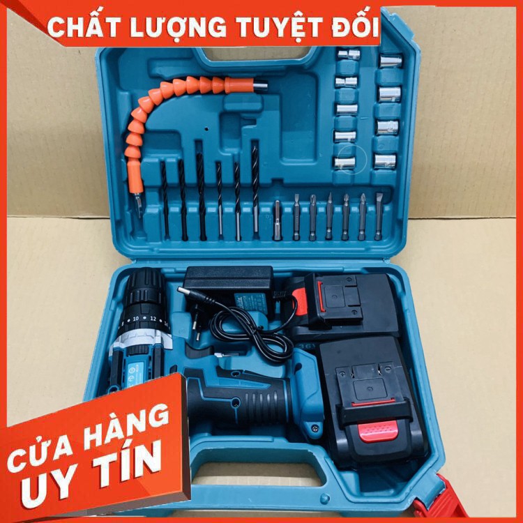 [Mã HAION giảm 20k đơn từ 500k] Máy khoan pin Makita 36V với 3 chức năng có búa - Tặng kèm 24 chi tiết