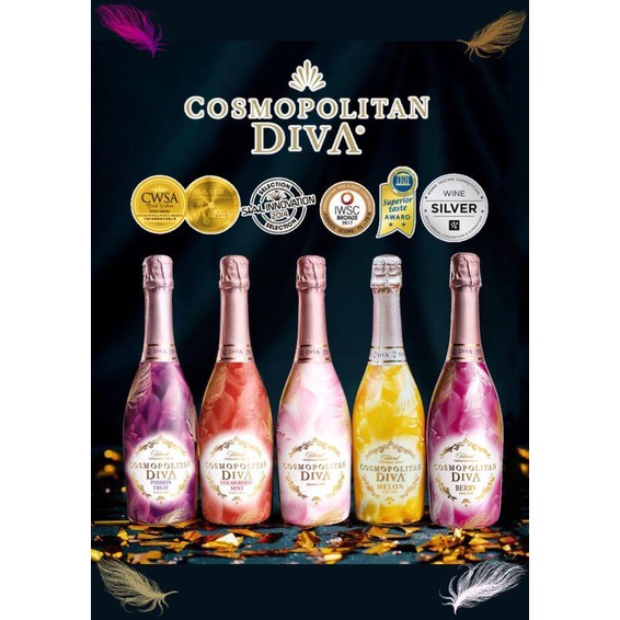 Vang Sủi Ngọt Cosmopolitan Diva Vị Chanh Leo 5.5% Nhập Khẩu Latvia  Chai 750ml