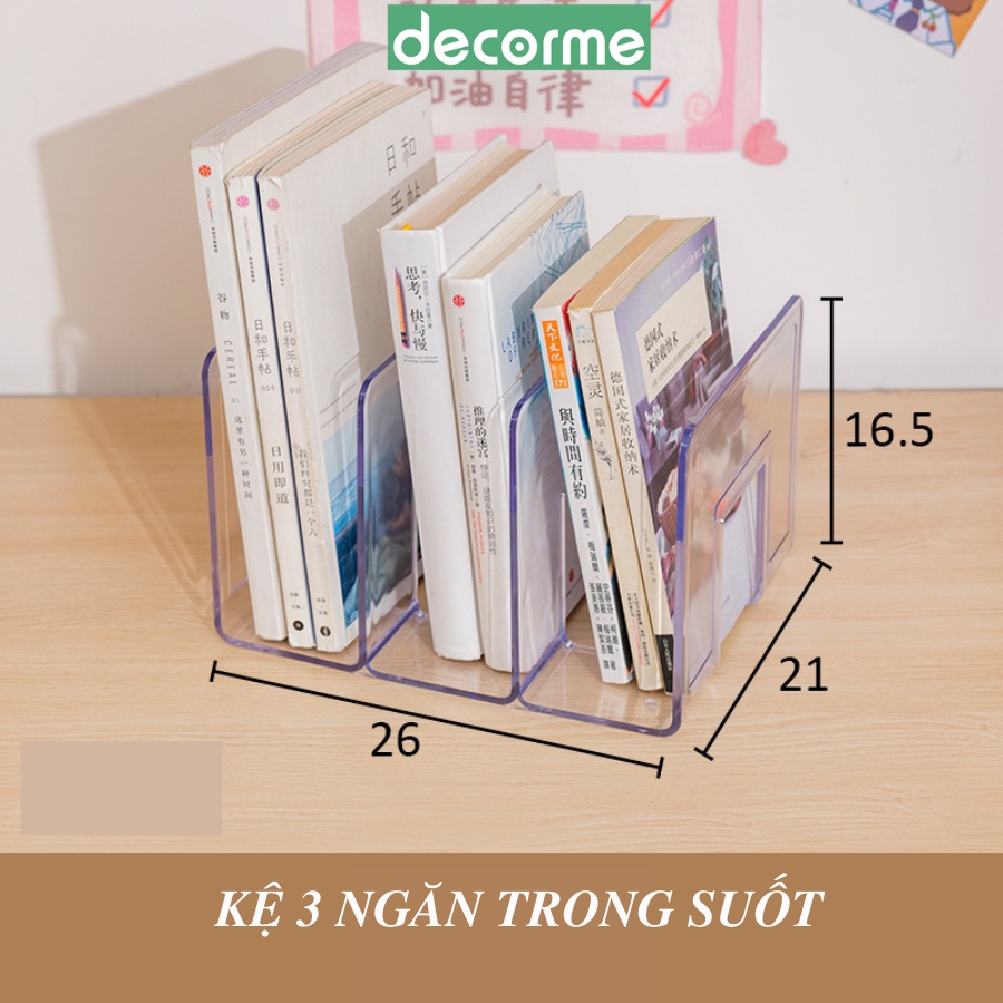Kệ sách trong suốt bằng Mica Phong cách Hàn quốc DecorMe Giá sách để bàn basic decor phòng DMJ