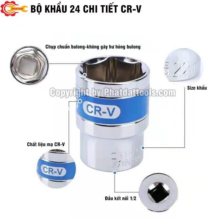 Bộ Khẩu 24 Chi Tiết Mạ CR-V Không Gỉ