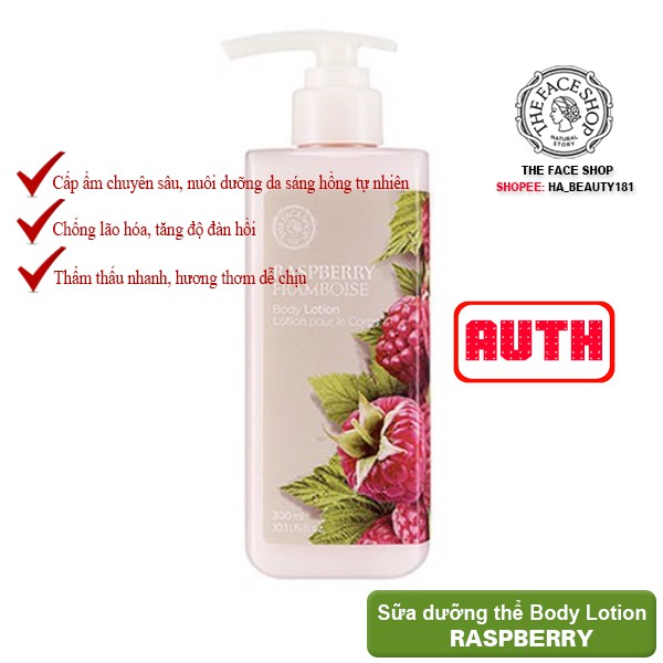 [The Face Shop AUTH] Sữa Dưỡng Thể Chống Lão Hóa RASPBERRY BODY Lotion 300ml TFSN20