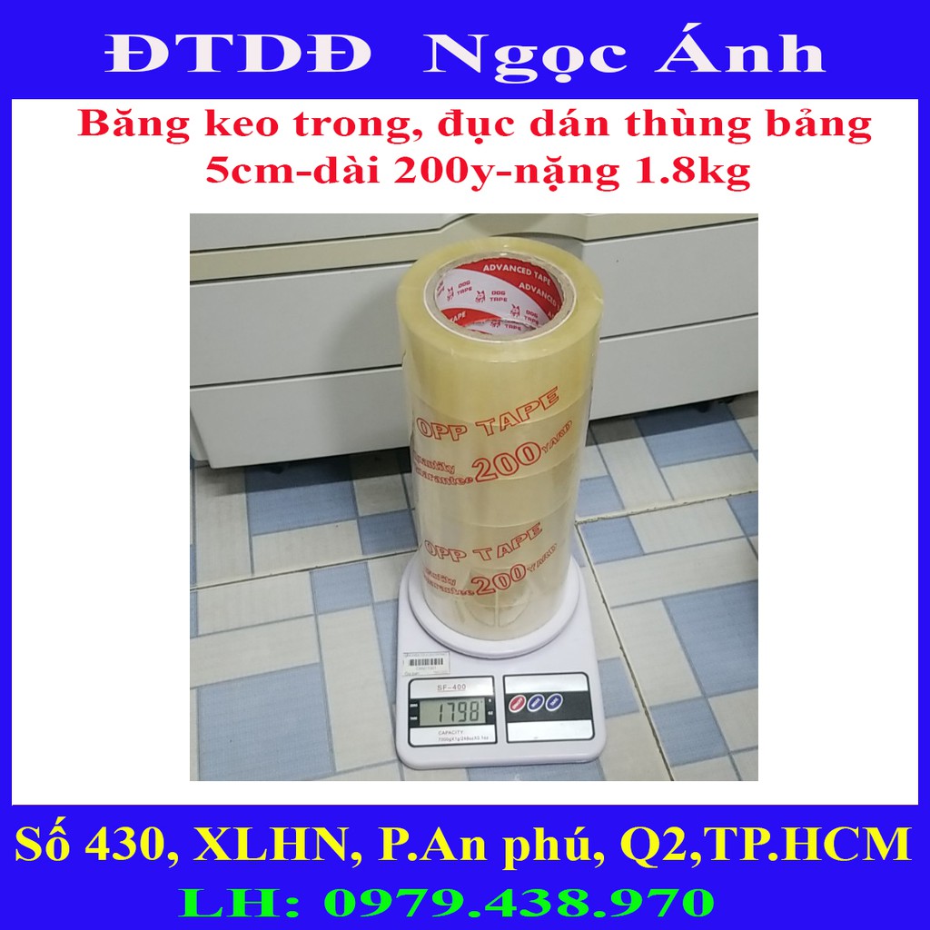 BĂNG KEO DÁN 5P TRONG ĐỤC dài 200 yard
