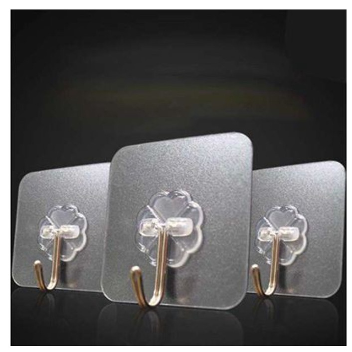 Móc dán tường trong suốt, chịu lực,Siêu dính kích thước 6x6 cm