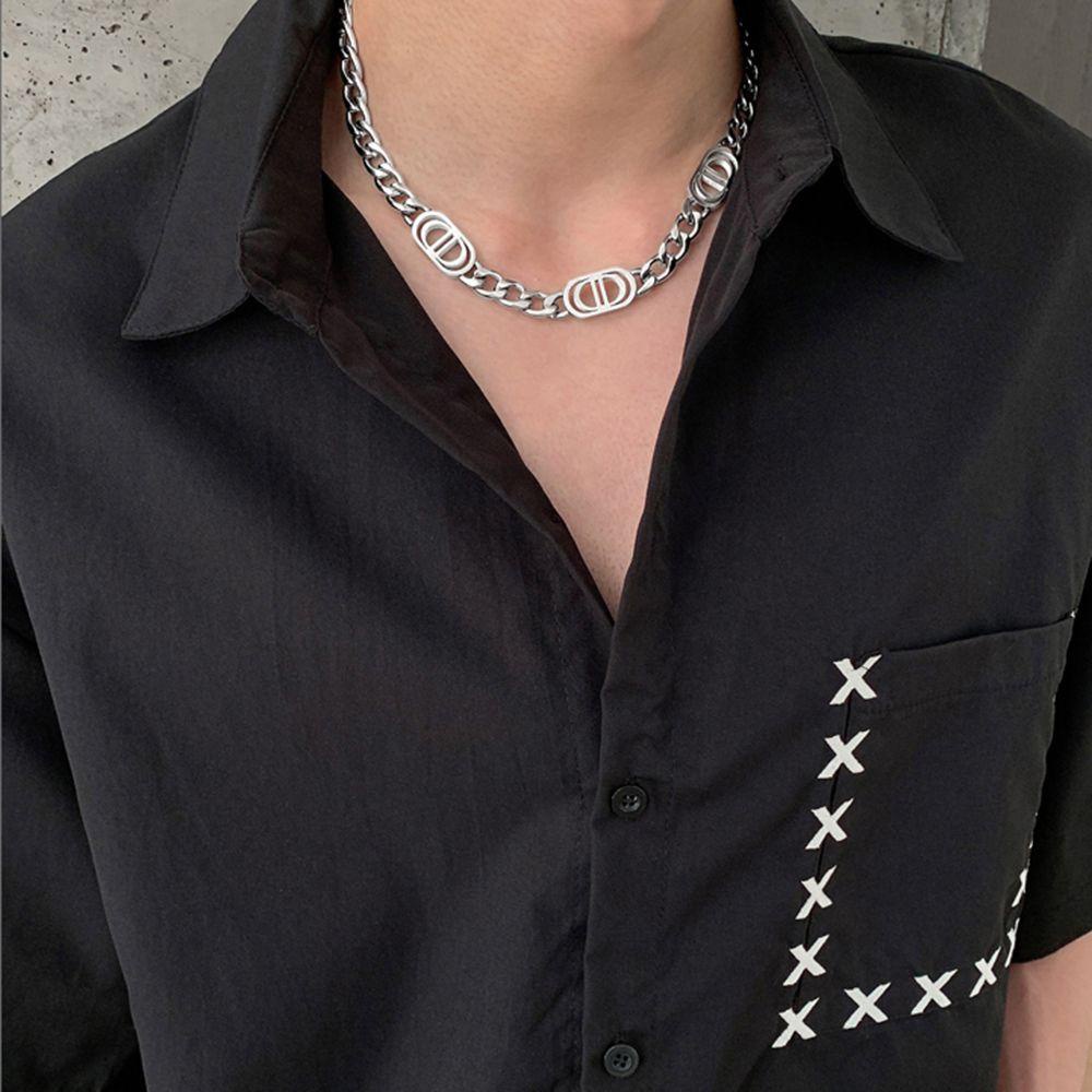 Vòng cổ Choker Bằng Thép Titan Hai Lớp Phong Cách Punk
