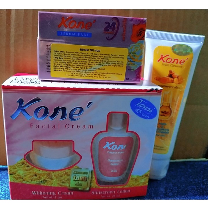 combo kone mụn thái lan  ( kem + sữa rửa mặt + serum )