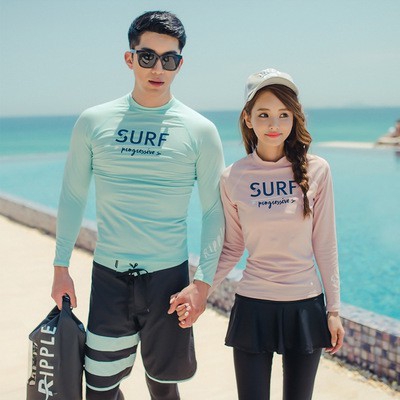 Couple diving matching jellyfish clothing long-sleeved beach pants