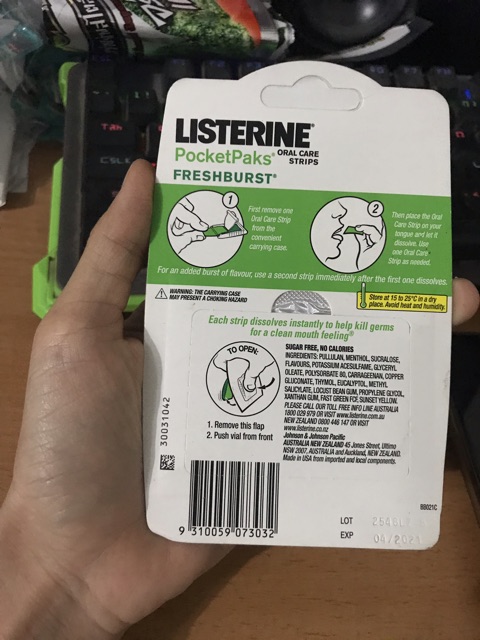 Miếng ngậm thơm miệng Listerine Cool Mint--Mỹ