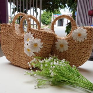 Giỏ xách hoa cúc lục bình, giỏ xách đi biển dễ thương, tặng sinh nhật