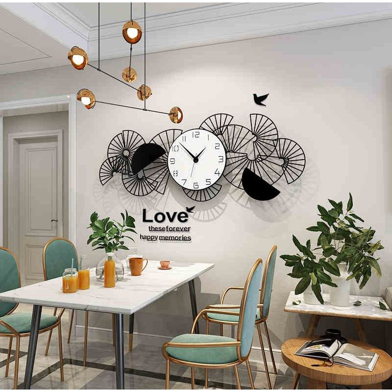 Đồng hồ treo tường đẹp hiện đại CL047-Hình quạt-Sang trọng & Hiện đại -Kích thước:29.5x74 ,48.5x120