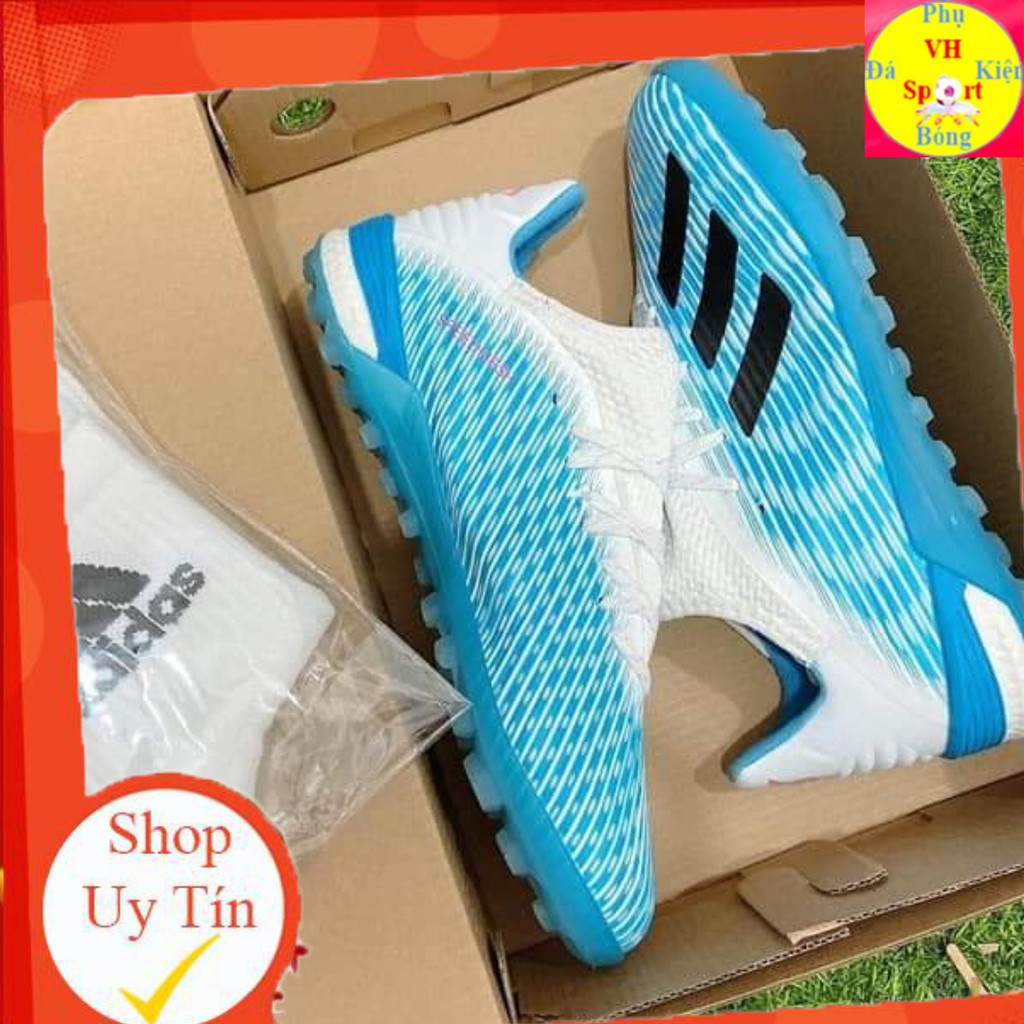 [TẶNG POSTER] Giày đá bóng sân cỏ nhân tạo giá rẻ cao cấp Adidas X 19.1 Xanh Ngọc TF
