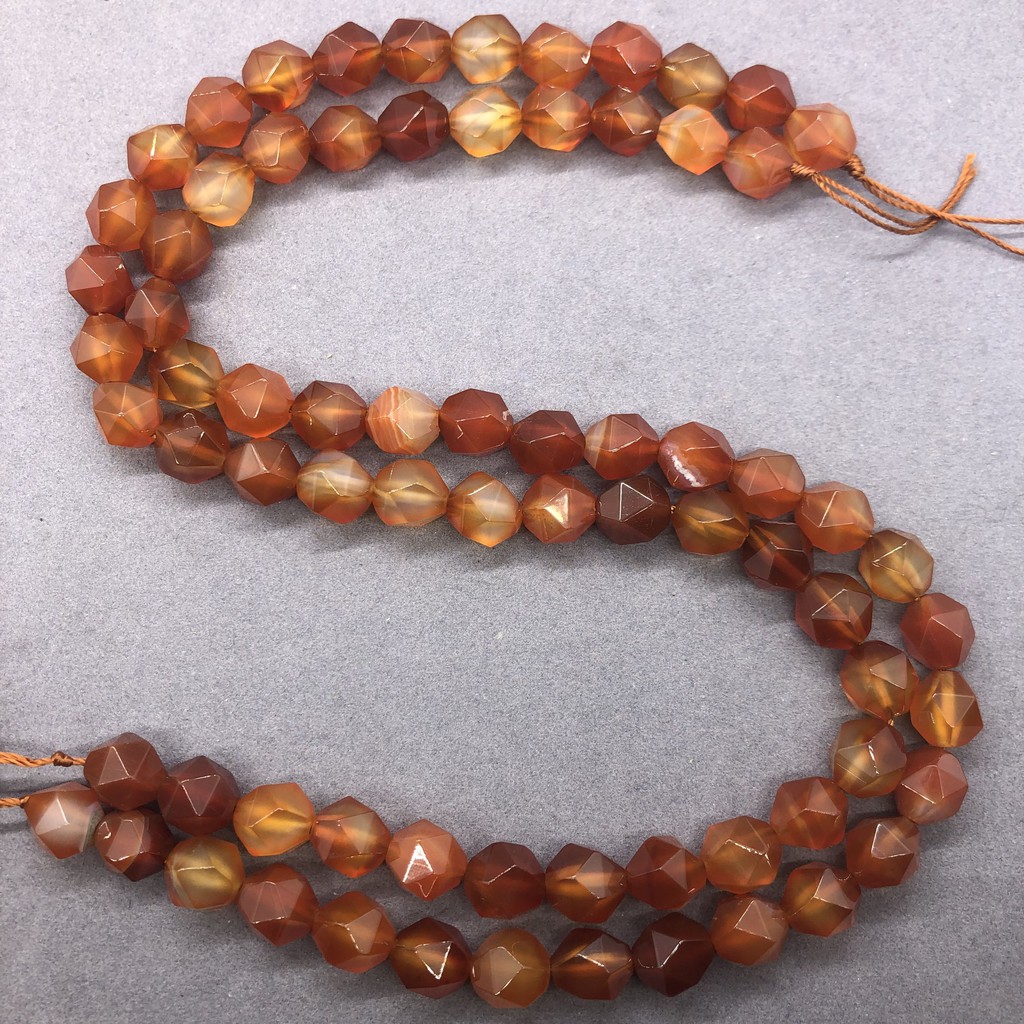 Hạt Onyx mã não đỏ tự nhiên mặt cắt hình học tự làm 6-12mm