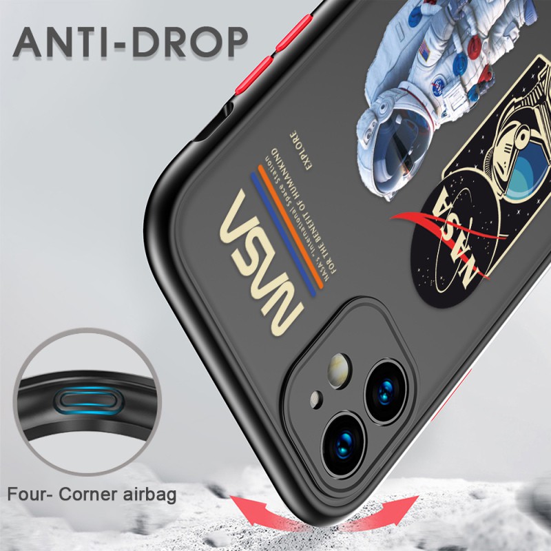 Ốp điện thoại cứng mặt nhám in hình phi hành gia NASA bảo vệ ống kính máy ảnh cho Realme 5 Pro 5 5s 5i 6i J0Kl
