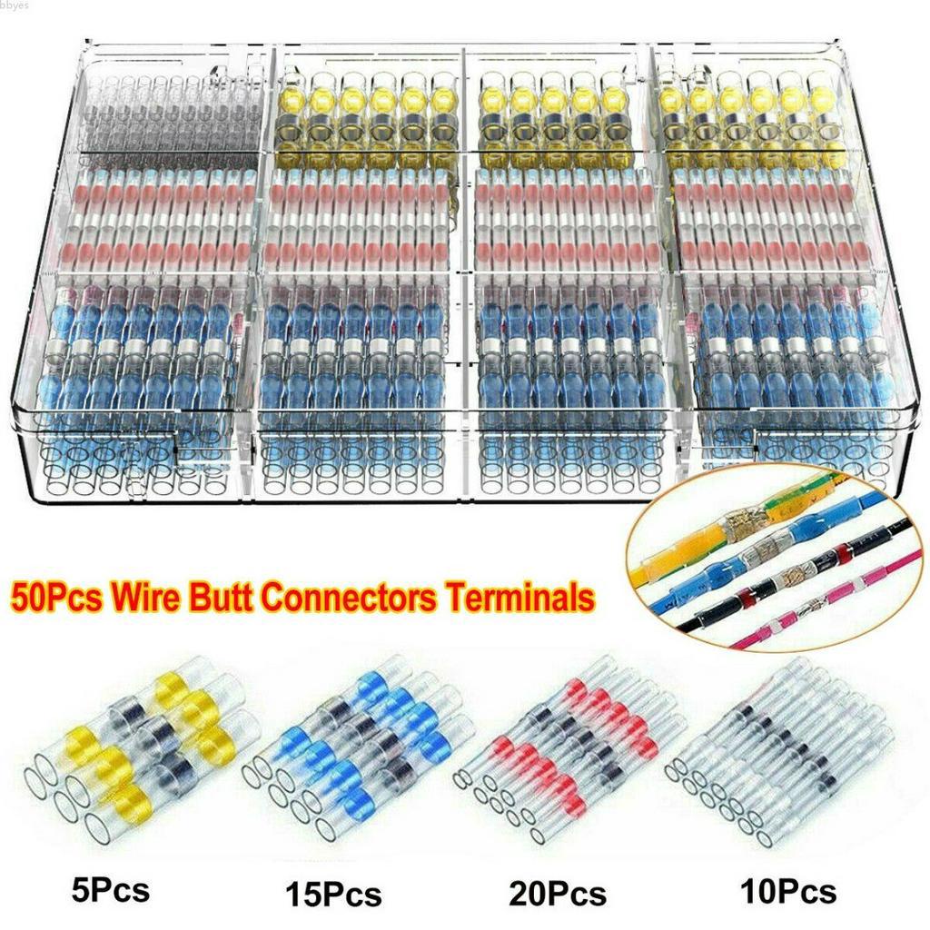 bbyes 50 cái Con dấu hàn Nhiệt co lại Tay áo Nút đầu cuối dây Bộ kết nối Bộ