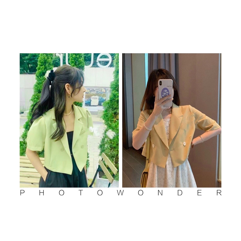 Áo Blazer Nữ Coptop Ngắn Tay Cổ Chữ V Phom Rộng - BLA22055