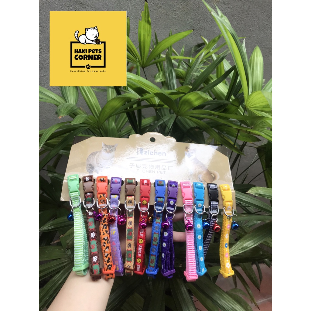 Vòng cổ kèm chuông cho mèo, vòng cổ cho chó mèo bản 1cm