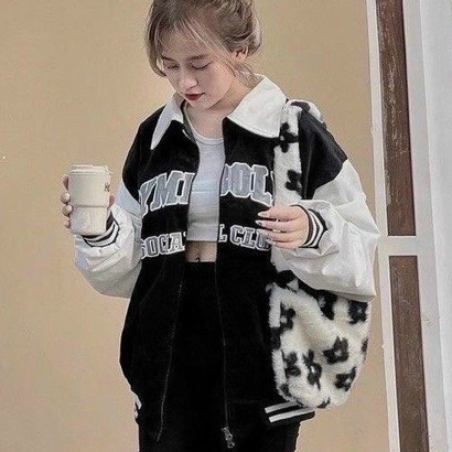 Áo nhung tăm varsity áo khoác bomber 2 lớp cao cấp cổ bẻ 09 form rộng Uniex siêu đẹp cho Nam nữ- AQ