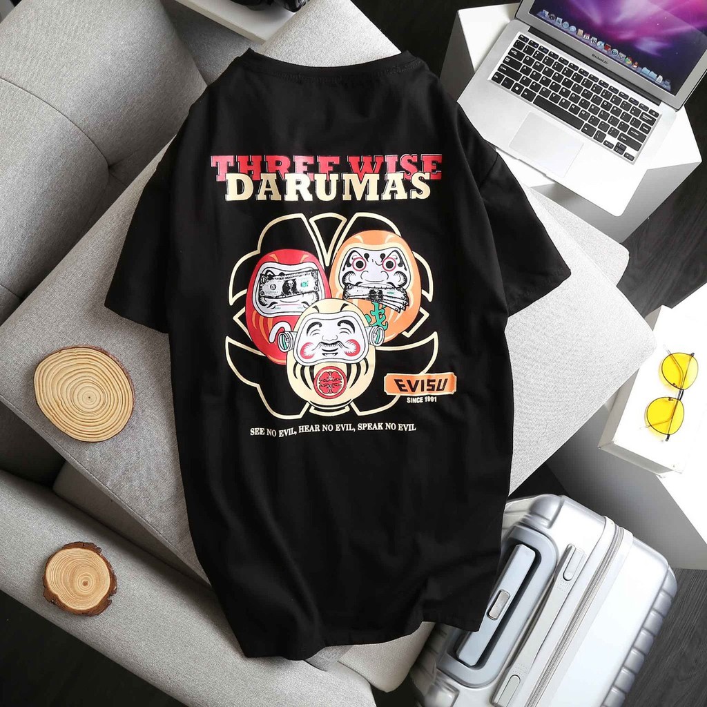 Áo phông Nam Nữ 🔅FULL SIZE🔅 Áo T shirt cổ tròn Three wise Darumas chất vải mềm mịn, thoáng mát, thấm hút mồ hôi tốt | BigBuy360 - bigbuy360.vn