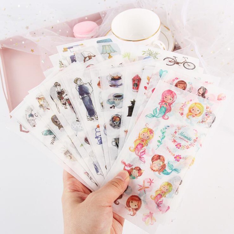 Set 6 Miếng Dán Hình Chuột Hamster/Mèo Trang Trí Nhật Ký/Nhật Ký/Scrapbook/Gift/Friend