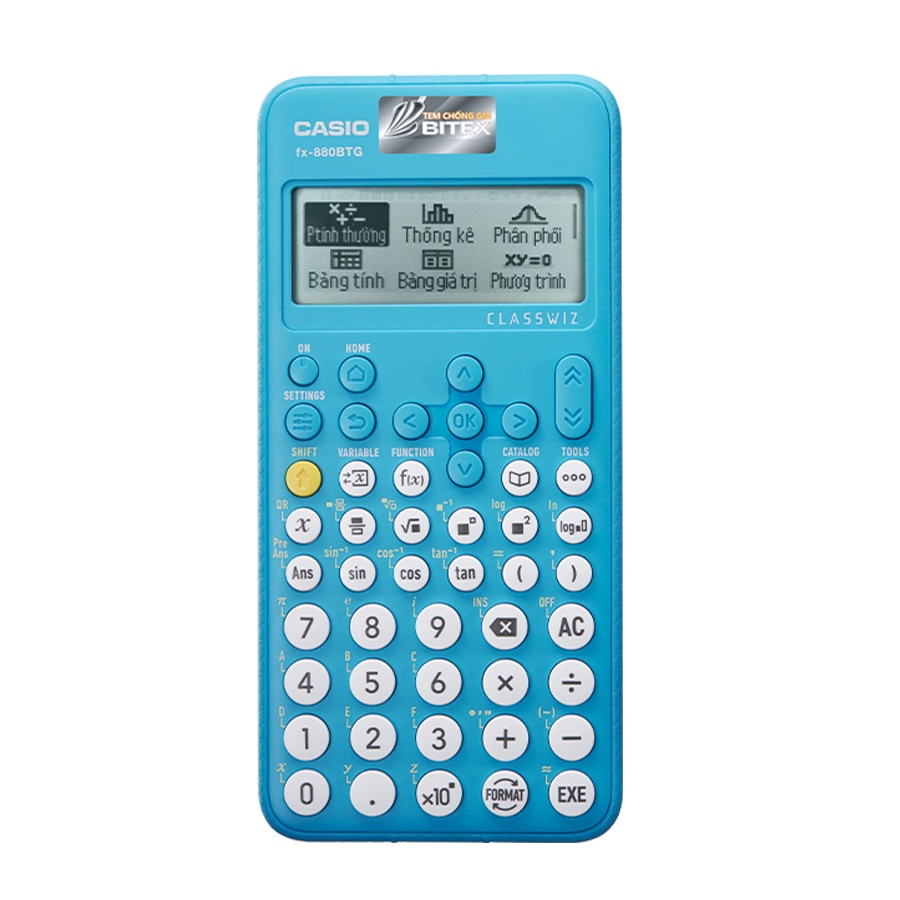 Máy tính học sinh Casio Fx-880BTG màu xanh dành cho học sinh cấp 2 cấp 3 lớp 6 đến lớp 12 chuyên dụng mang vào phòng thi