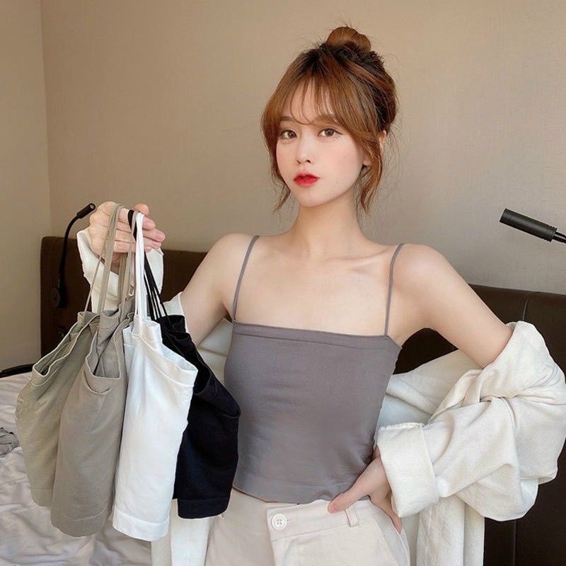 Áo lót bra 2 dây cotton dáng dài kèm mút đệm ngực 2066