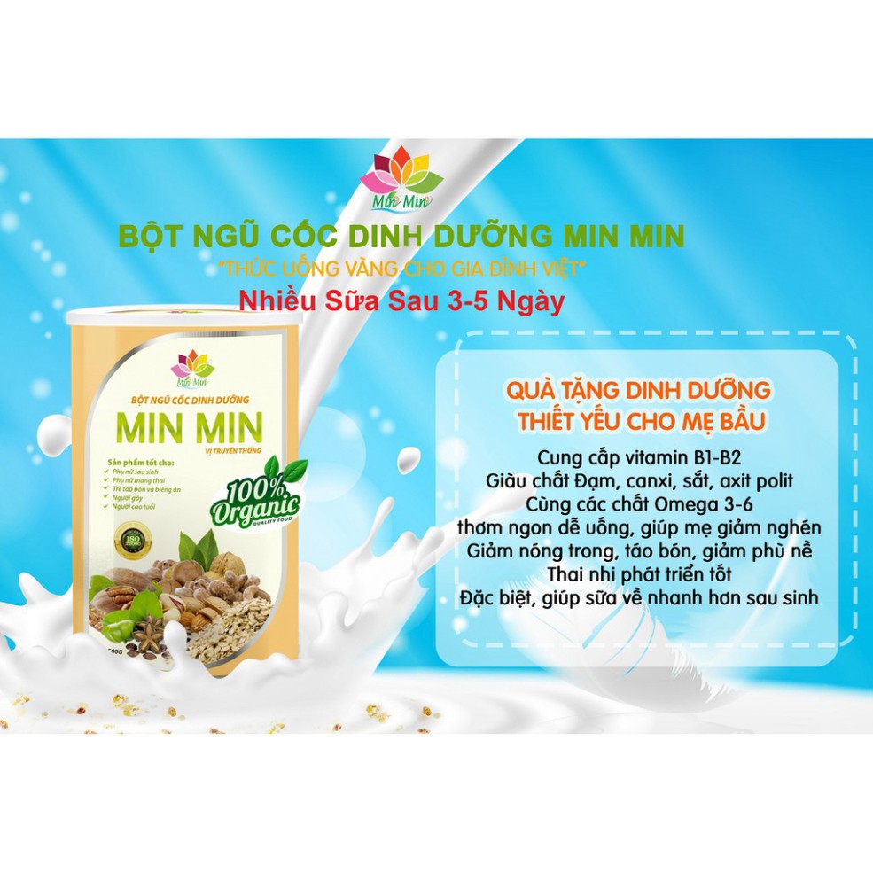 Ngũ Cốc Lợi Sữa MinMin 💝FREESHIP💝 Bột Ngũ Cốc Min Min Nhiều Sữa Cho Mẹ Mới Sinh Bà Bầu Không Tăng Cân 500gr-1Kg HCM