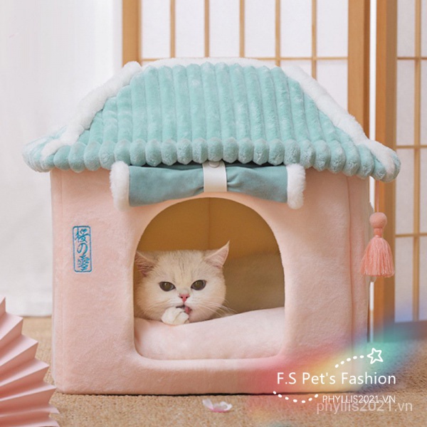 ♡ F.S ♡Nhật Bản hoa anh đào tuyết giường cho thú cưng / giường cho mèo / cũi cho chó bốn mùa có thể tháo rời và giặt được