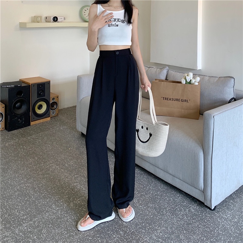 Quần ống rộng Lưng Cao Thời Trang Hàn Quốc Cho Nữ